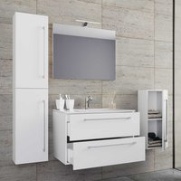 Hängende Badezimmermöbel weiß in modernem Design 150 cm hoch (vierteilig) von Brandolf