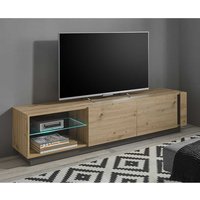 Modernes TV Lowboard in Wildeiche Optik und Dunkelgrau 188 cm breit von Brandolf