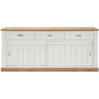 Schiebetüren Sideboard in Weiß und Wildeiche Optik 215 cm breit von Brandolf