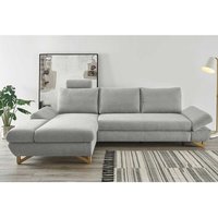 Schlafsofa Silbergrau im Skandi Design Fußgestell aus Buchenholz von Brandolf