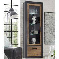 Schrank Vitrine in Schwarz und Kastanienfarben 200 cm hoch von Brandolf