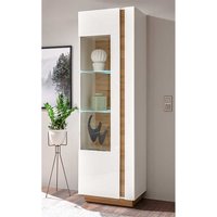 Schrank Vitrine in Weiß und Wildeiche Optik 60 cm breit von Brandolf