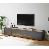 TV Lowboard in Anthrazit und Wildeiche Optik 220 cm breit von Brandolf