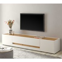 TV Lowboard in Weiß und Wildeiche Optik 220 cm breit von Brandolf