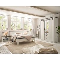 Vierteiliges Schlafzimmer in Pinie Weiß Landhaus modern 209 cm hoch (vierteilig) von Brandolf