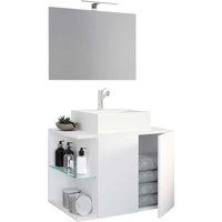 Waschplatz Set mit Becken weiss in modernem Design 73 cm breit (zweiteilig) von Brandolf