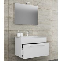 Waschplatz mit Spiegel in Weiß die Wandmontage (zweiteilig) von Brandolf
