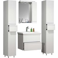 Weißes Badmöbelset mit Becken in modernem Design 180 cm hoch (vierteilig) von Brandolf