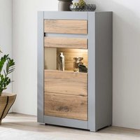 Wohnzimmer Schrank Vitrine klein in Zinneichefarben Platingrau von Brandolf