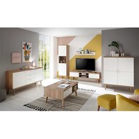 Wohnzimmer Set in Weiß und Eiche Skandi Design (sechsteilig) von Brandolf