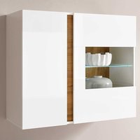 Wohnzimmer Wandvitrine in Weiß und Wildeiche Optik Skandi Design von Brandolf