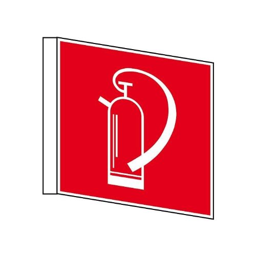 Brandschutzzeichen Feuerlöscher Fahne Kunststoff rot/weiß 200x200 mm von Brandschutzhandel Pastuschka