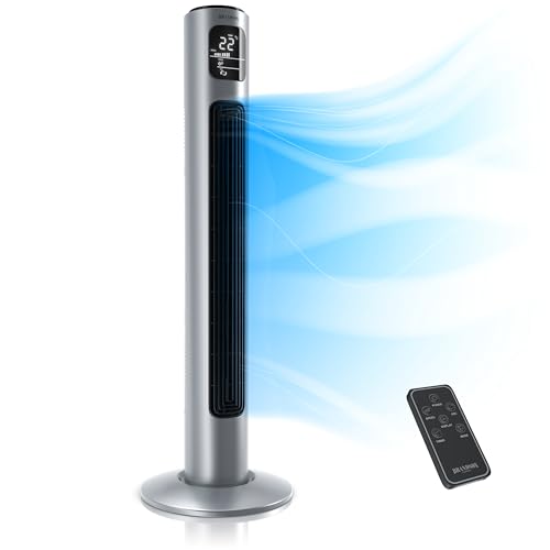 Brandson - Turmventilator mit Fernbedienung 96 cm - Preisträger 2025 - mobiler Lüfter leise - Standventilator Oszilation - 3 Geschwindigkeiten 3 Modi Timer - Ventilator mit GS - Steelsilver Brandson - Turmventilator mit Fernbedienung 96 cm - Preisträger 2025 - mobiler Lüfter leise - Standventilator Oszilation - 3 Geschwindigkeiten 3 Modi Timer - Ventilator mit GS - Steelsilver von Brandson