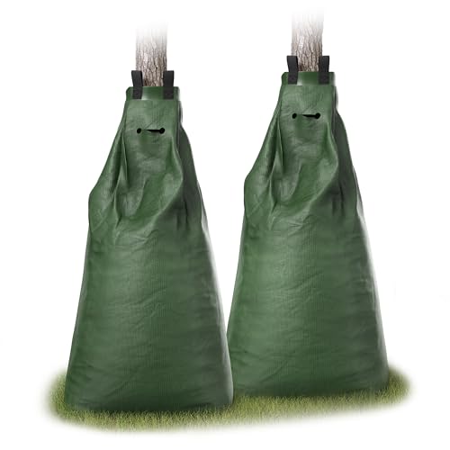Brandson - 2 x Baumbeutel 75 Liter - Bewässerungsbeutel - Ösen für Diebstahlschutz – Bewässerungssack grün – Baumbewässerungssack mit Reißverschluss – UV und PVC beständ – 2er Set von Brandson