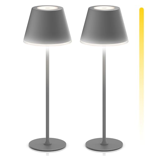 Brandson - 2 x LED Tischlampe kabellos dimmbar - mit Akku aufladbar - 3 Farbstufen - warmweiß neutralweiß kaltweiß - Metall - - Tischleuchte - Nachttischlampe - Leselampe - Indoor/Outdoor - anthrazit von Brandson