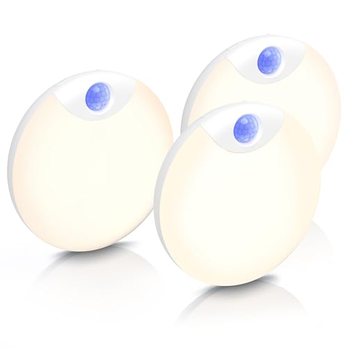 Brandson - 3 x LED Nachtlicht mit Bewegungsmelder - Dimmbar – mit Akku - Lichtsensor - – PIR Infrarotsensor Bewegungssensor – Sensoreinheit 120° - mit 20 sec. Timer – Set von Brandson
