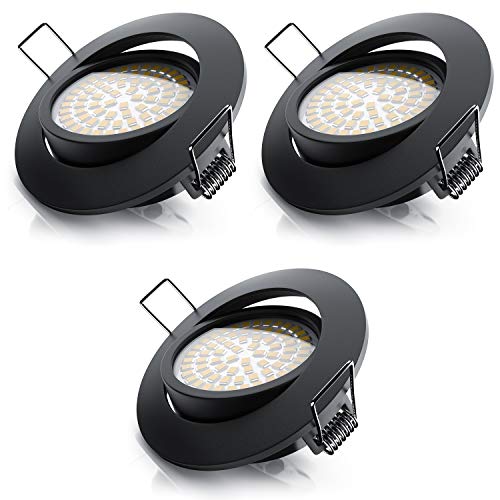 Brandson - 3x LED Deckenspot dimmbar Einbaustrahler schwenkbar - Ultra Flache Spots Einbauleuchte - Einbauspot Deckenstrahler - Abstrahlwinkel 120 Grad - 230V - schwarz von Brandson