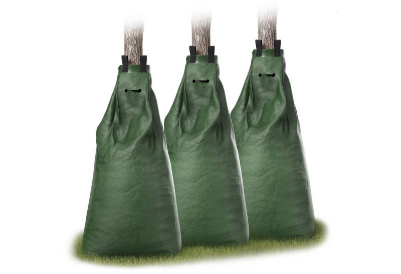 Brandson Bewässerungssystem Bewässerungsbeutel 75 L, Ösen für Diebstahlschutz, Bewässerungssack, (Spar-Set, 3-tlg., 3er Set), Baumbewässerungssack mit Reißverschluss, UV beständiges PVC von Brandson