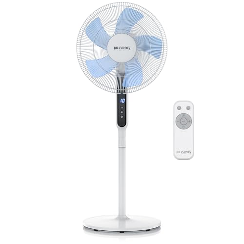 Brandson - DC Standventilator energiesparend ECO - Fernbedienung - Brushless Silent Motor, sehr leise – Preisträger 2025-80° Oszillation - Ventilator Timer – 12 Stufen - LED Display von Brandson