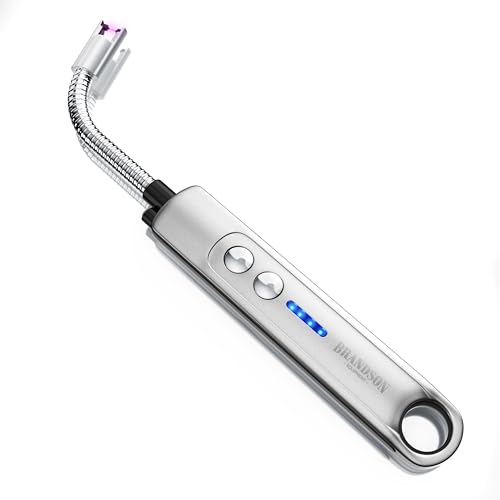 Brandson - Feuerzeug elektrisch - Stabfeuerzeug Lichtbogen mit Akku - USB aufladbar - Kaminanzünder - für Küche Kerzen Gasherde Grill Kamin - inkl. Beleuchtung - Taschenlampenfunktion von Brandson