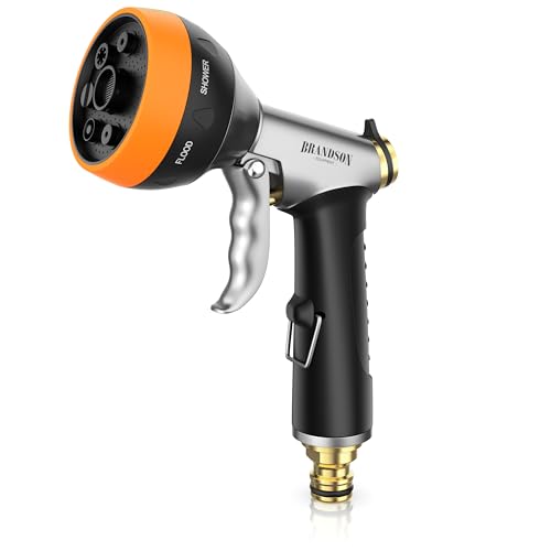 Brandson - Gartenbrause Metall − Handbrause Garten - 7 Sprühbilder - robuster Messingkopf - frostsicher - 3/4 Zoll von Brandson