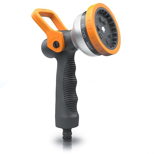 Brandson - Gartenbrause Metall − Handbrause Garten - 9 Sprühbilder – einfache Bedienung per Kipphebel - robuster Metallkopf - frostsicher - 3/4 Zoll von Brandson