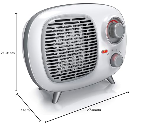 Brandson - Heizlüfter mit zwei Leistungsstufen - Heizlüfter Badezimmer energiesparend, leise - stufenlose Temperaturregelung - Keramik Heizelement - Thermosicherung - Heizung Heater - Retro Design von Brandson