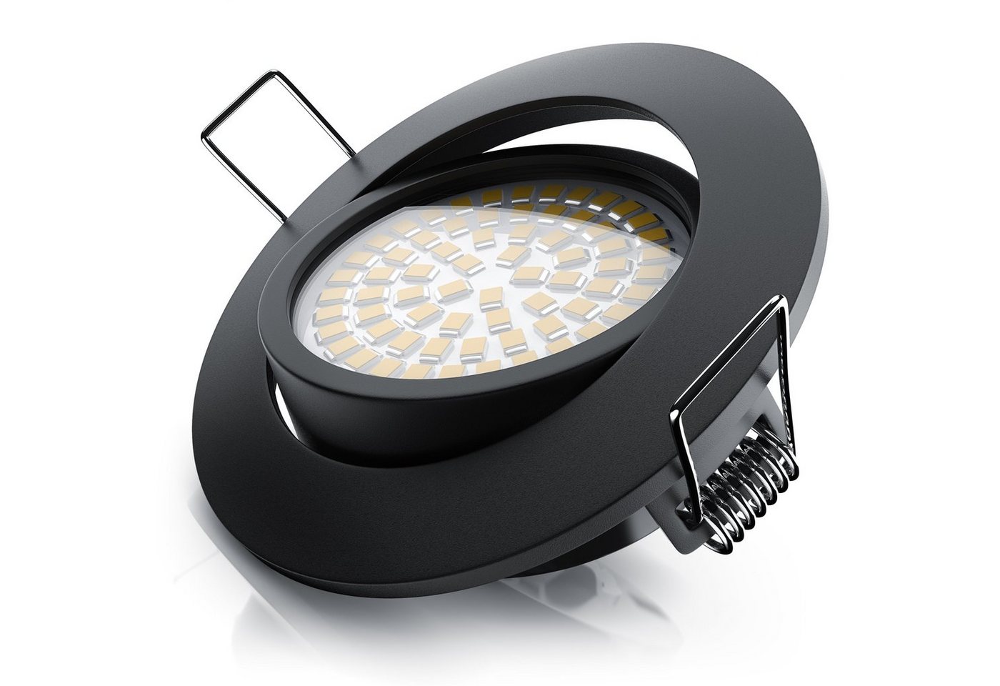 Brandson LED Einbaustrahler dimmbar & schwenkbar, Deckenspots, Aluminium Rahmen, schwarz, Dimmfunktion, Schwenkmechanismus (40° vertikal), LED fest integriert, warmweiß, Einbauleuchte / Spots ultra flach, Abstrahlwinkel 120 Grad - 230V von Brandson