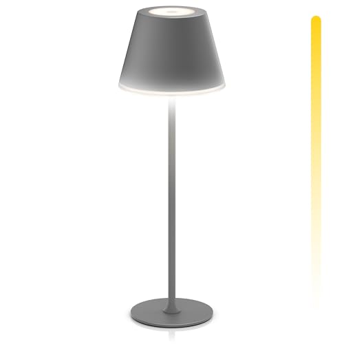 Brandson - LED Tischlampe kabellos dimmbar - mit Akku aufladbar - 3 Farbstufen - warmweiß neutralweiß kaltweiß - Metall - - Tischleuchte - Nachttischlampe - Leselampe - Indoor/Outdoor - Anthrazit von Brandson