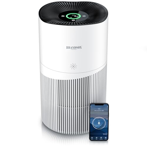 Brandson - Luftreiniger Allergiker 90m² - Preisträger 2025 - CADR 402 m³ - Air Purifier - Smart Home mit App - 4 Filterstufen HEPA Aktivkohle – Tierhaare Pollen Staub Schimmel Viren Raucherzimmer von Brandson