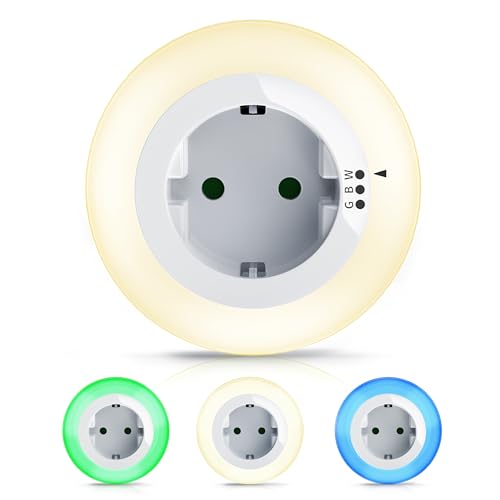 Brandson - Nachtlicht für die Steckdose - LED Nachtlampe mit Dämmerungssensor und Helligkeitssensor - Auto ON OFF - Orientierungslicht mit 3 Lichtfarben Warmweiß Blau Grün - Kinder Erwachsene Senioren Brandson - Nachtlicht für die Steckdose - LED Nachtlampe mit Dämmerungssensor und Helligkeitssensor - Auto ON OFF - Orientierungslicht mit 3 Lichtfarben Warmweiß Blau Grün - Kinder Erwachsene Senioren von Brandson