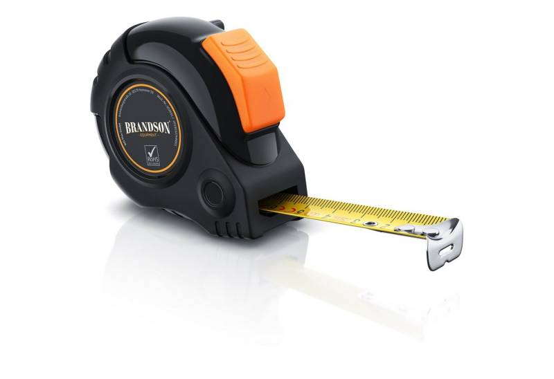 Brandson Rollbandmaß, 5m Maßband / Bandmaß mit Gürtelklemme, Robustes Stahlmaßband, Messband von Brandson