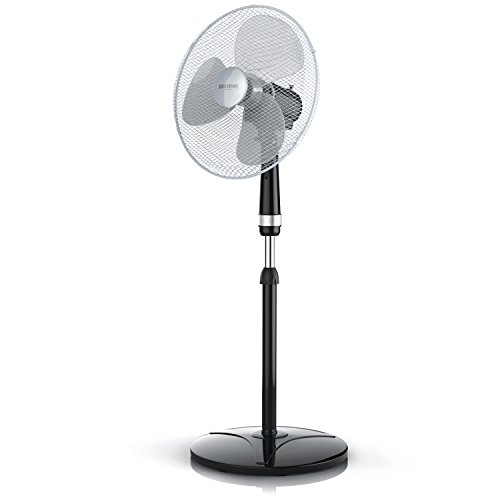 Brandson - Standventilator 40cm - Preisträger 2025 - Ventilator Standfuß höhenverstellbar - hoher Luftdurchsatz, 3 Geschwindigkeitsstufen - Oszillationsfunktion 80° - silber schwarz von Brandson