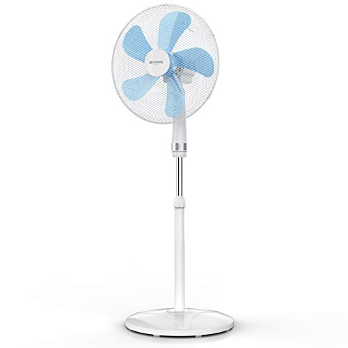 Brandson - Standventilator 50 W - Standlüfter 40 cm - Ventilator höhenverstellbar – Neigungswinkel 30° verstellbar - hoher Luftdurchsatz - 3 Geschwindigkeitsstufen – Oszillation 80° - weiß von Brandson