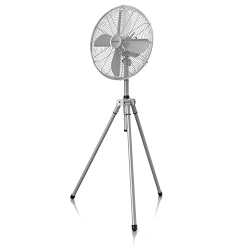 Brandson – Standventilator mit Dreibeinstativ - Ventilator Edelstahl Design - mobiler Lüfter - 3 Geschwindigkeitsstufen - 60 Watt - 45 cm Durchmesser - Silber Edelstahl von Brandson