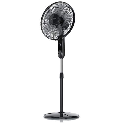 Brandson - Standventilator mit Fernbedienung und Display - Oszillation 80° - 60 Watt - Ventilator Höhe verstellbar - mobiler Lüfter - Kopf um 35Grad neigbar - 3 Geschwindigkeiten - GS von Brandson