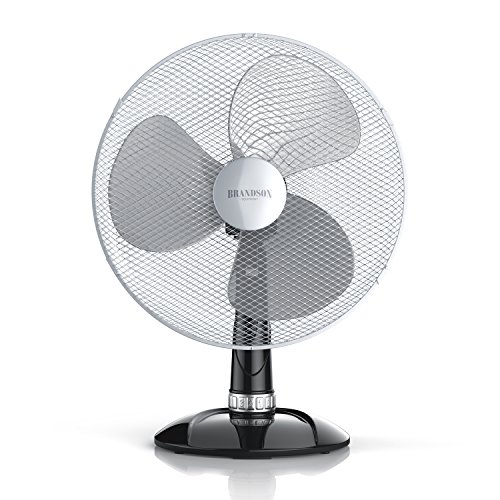 Brandson - Tischventilator 40 cm - Tisch Ventilator mit 3-Leistungsstufen - mobiler Lüfter - klein und leise - 50W - Neigungswinkel ca. 30Grad - Oszillation ca. 85 Grad - silber von Brandson