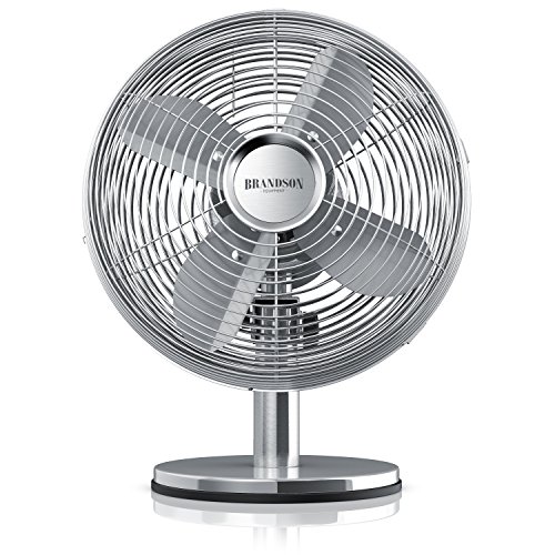 Brandson - Tischventilator Design Retro - Ventilator mit 3 Geschwindigkeitsstufen - mobiler Lüfter - Oszillation 80°, Neigungswinkel ca. 40° - robustes Voll-Metallgehäuse - Silverline Brandson - Tischventilator Design Retro - Ventilator mit 3 Geschwindigkeitsstufen - mobiler Lüfter - Oszillation 80°, Neigungswinkel ca. 40° - robustes Voll-Metallgehäuse - Silverline von Brandson