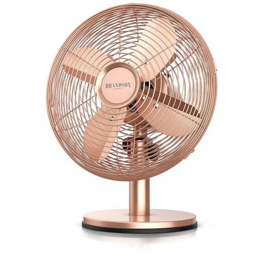 Brandson - Tischventilator im Retro Design - Ventilator 3 Geschwindigkeitsstufen - mobiler Lüfter - Zuschaltbare 80° Oszillation - Neigungswinkel ca. 40° - robustes Voll-Metallgehäuse - Rosé Brandson - Tischventilator im Retro Design - Ventilator 3 Geschwindigkeitsstufen - mobiler Lüfter - Zuschaltbare 80° Oszillation - Neigungswinkel ca. 40° - robustes Voll-Metallgehäuse - Rosé von Brandson