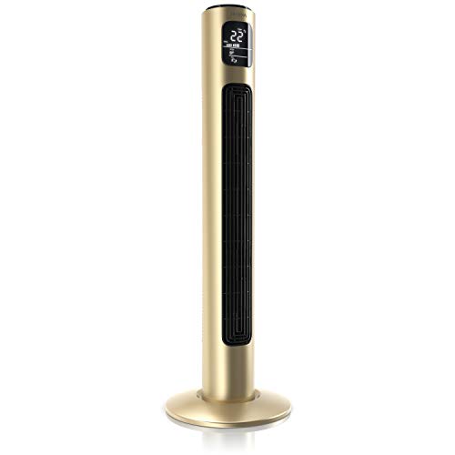 Brandson - Turmventilator mit Fernbedienung - Preisträger 2025 - Oszilation 60° - Standventilator - mobiler Lüfter - Säulenventilator - 96 cm - Ventilator 3 Geschwindigkeitsstufen - GS - Champagne von Brandson
