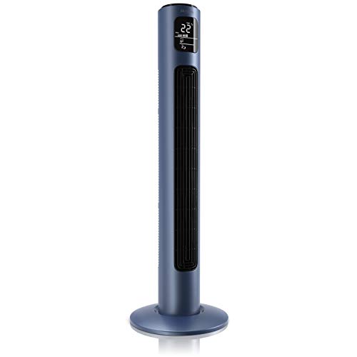 Brandson - Turmventilator mit Fernbedienung - Preisträger 2025 - Oszillation 60° - Standventilator - mobiler Lüfter - Tower Fan - 96 cm - 45W - Ventilator mit 3 Geschwindigkeiten - Blau von Brandson