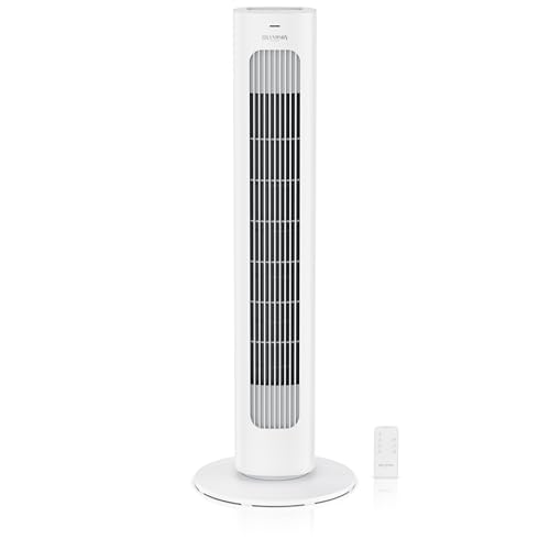 Brandson - Turmventilator mit Fernbedienung – sehr leise – Oszillation - Timer – 3 Modi – 3 Geschwindigkeitsstufen – einstellbare LED-Helligkeit – weiß Brandson - Turmventilator mit Fernbedienung – sehr leise – Oszillation - Timer – 3 Modi – 3 Geschwindigkeitsstufen – einstellbare LED-Helligkeit – weiß von Brandson