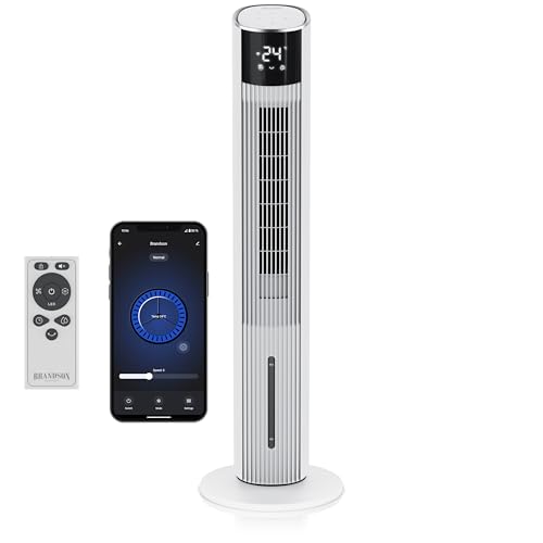 Brandson - Turmventilator mit Wasserkühlung - Wifi Smart Home - Alexa Sprachsteuerung - sehr leise ECO GREEN - 12 Geschwindigkeiten – Sensor Touch Steuerung - Luftkühler – Oszillation von Brandson