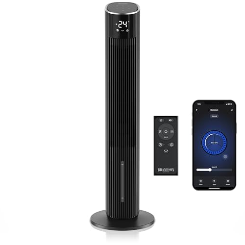 Brandson - Turmventilator mit Wasserkühlung - Wifi Smart Home - sehr leise ECO GREEN - 12 Geschwindigkeiten – Sensor Touch Steuerung - Luftbefeuchter - Klimaanlage mobil - Luftkühler – Oszillation von Brandson