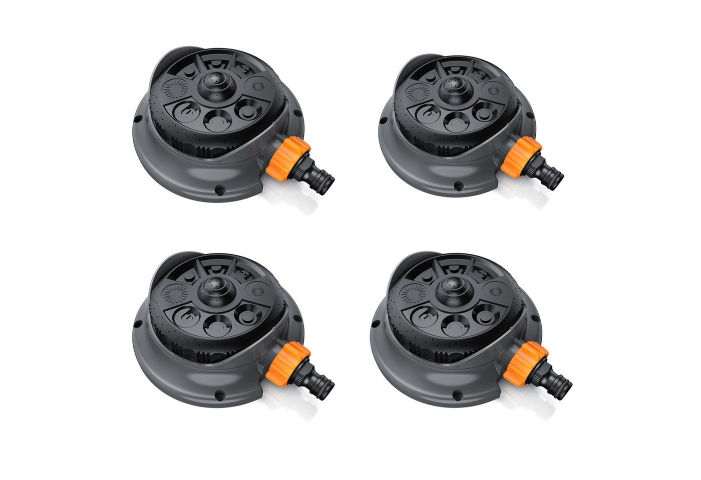 Brandson Vielflächenregner Garten Sprinkler, 360° Rasensprenger, 8 Sprühmodi, 110m² Bewässerung, für Flächen bis 110 m², (Spar-Set, 4-St., 4er Set), Wasserstrahl stufenlos einstellbar, runder Flächenregner, einstellbar von Brandson