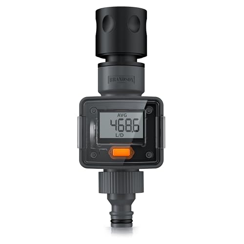 Brandson - Wasserzähler digital 3/4 Zoll – Wasseruhr für den Gartenschlauch – 4 Modi zur Kontrolle des Wasserverbrauchs - Wassermengenzähler - Durchflussmesser - Innen- und Außeneinsatz von Brandson