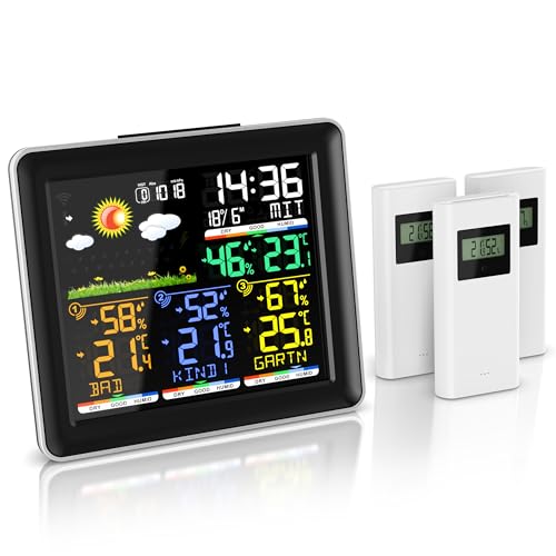 Brandson - Wetterstation Funk mit Außensensor - Farbdisplay - DCF Empfangssignal Funkuhr - Innen und Außentemperatur - Wettervorhersage - Temperatur Luftfeuchtigkeit Luftdruck - 3 x Außensensor Brandson - Wetterstation Funk mit Außensensor - Farbdisplay - DCF Empfangssignal Funkuhr - Innen und Außentemperatur - Wettervorhersage - Temperatur Luftfeuchtigkeit Luftdruck - 3 x Außensensor von Brandson
