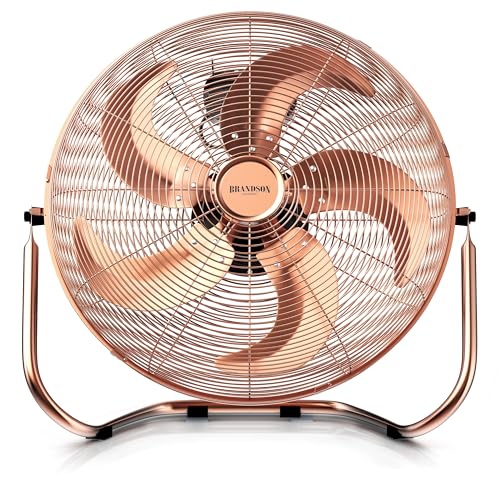 Brandson - Windmaschine Retro Stil 120 Watt - Ventilator in Kupfer - Standventilator 50cm - Bodenventilator - hoher Luftdurchsatz - stufenlos neigbarer Ventilatorkopf - Kupfer von Brandson