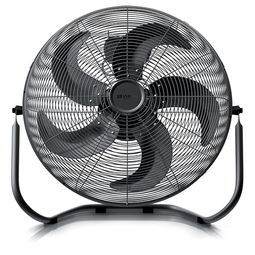 Brandson - Windmaschine Retro Stil 120 Watt - Ventilator schwarz - Standventilator 50cm, Bodenventilator - hoher Luftdurchsatz - stufenlos neigbarer Ventilatorkopf - schwarz matt von Brandson