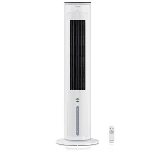 Brandson - Verdunstungskühler mobil - mobile Klimaanlage mit Wasserkühlung - Klimaagerät Turmventilator Luftkühler mit Fernbedienung - ohne Abluftschlauch - leise- - 4L Wassertank von Brandson